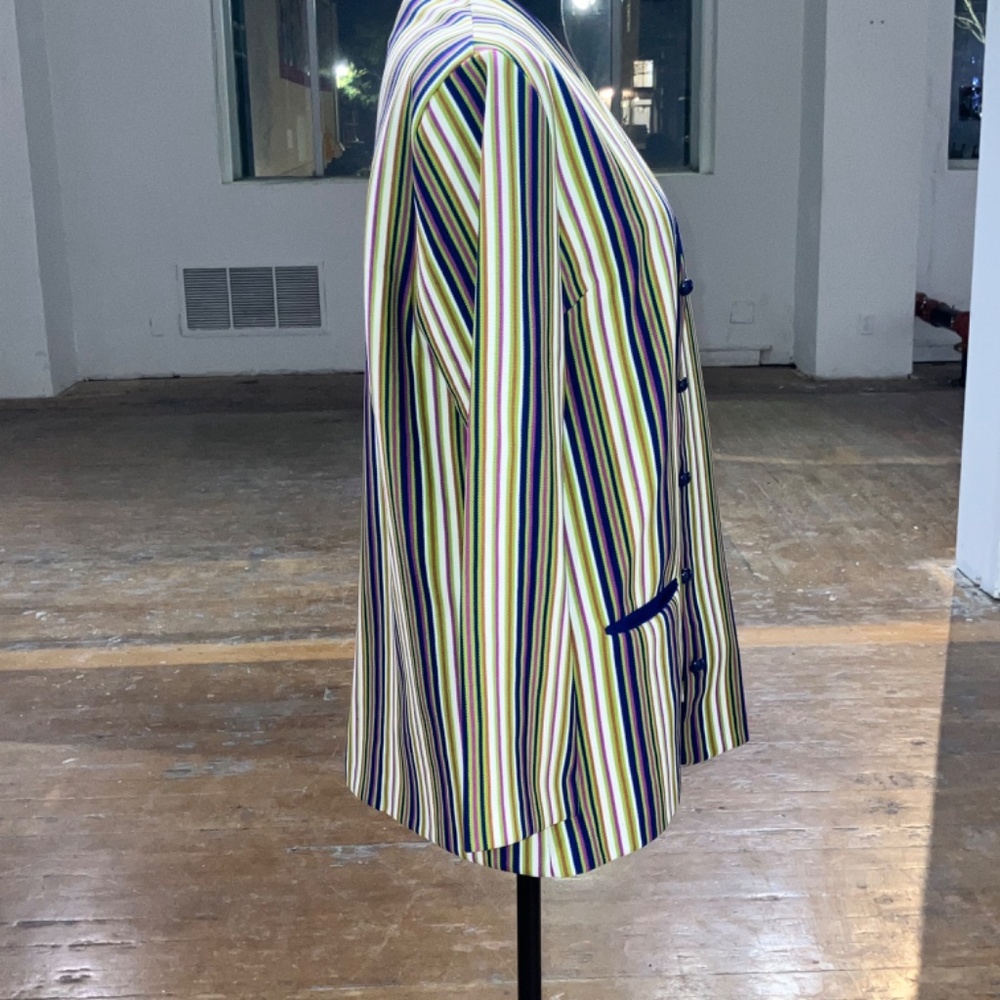 Vintage 70s Jantzen cool tone vertical stripe polyester blazer - Picture 11 of 11